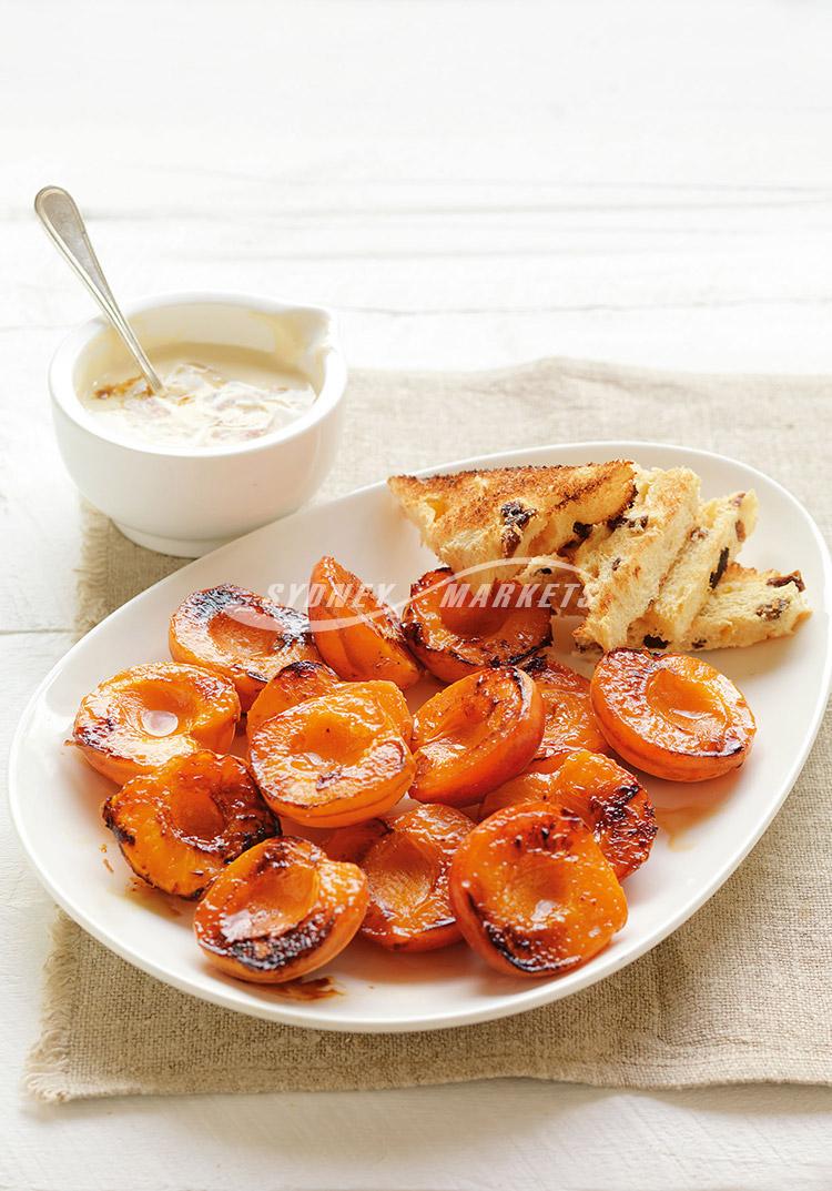 Apricots with brown sugar yoghurt & panettone