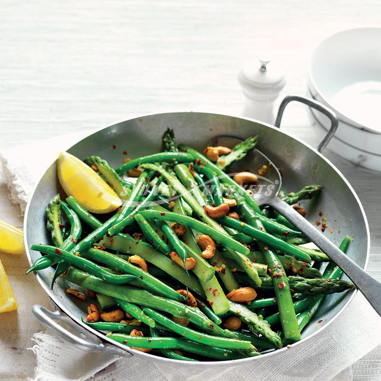Prepare Asparagus & Green Beans with Chilli & Cashews Recipe - Sydney Markets