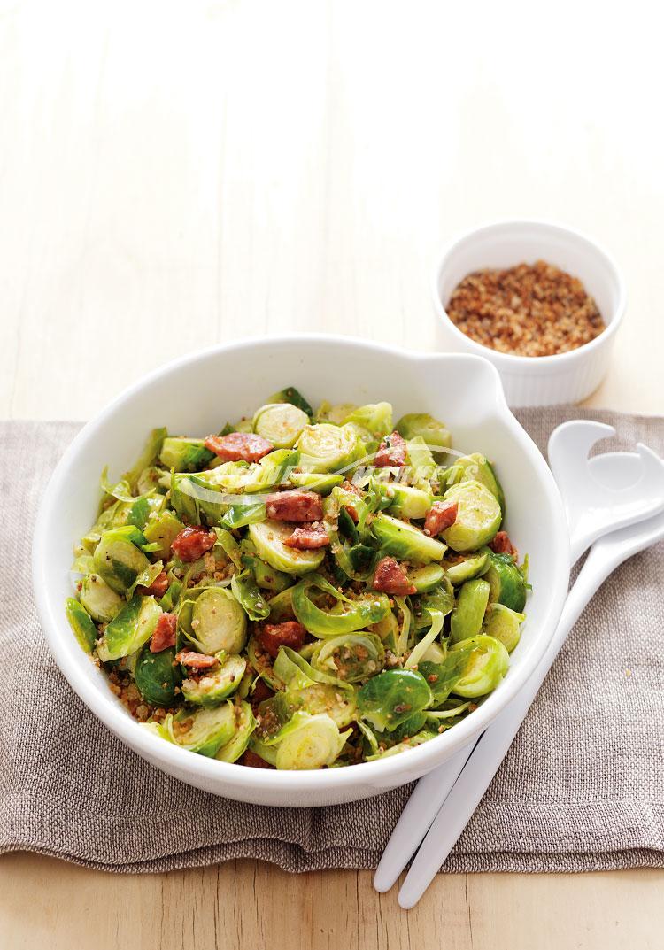 Brussels sprouts with chorizo & crispy breadcrumbs