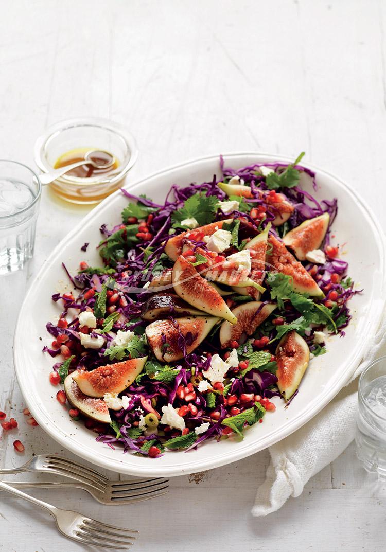 Fig, red cabbage & pomegranate salad