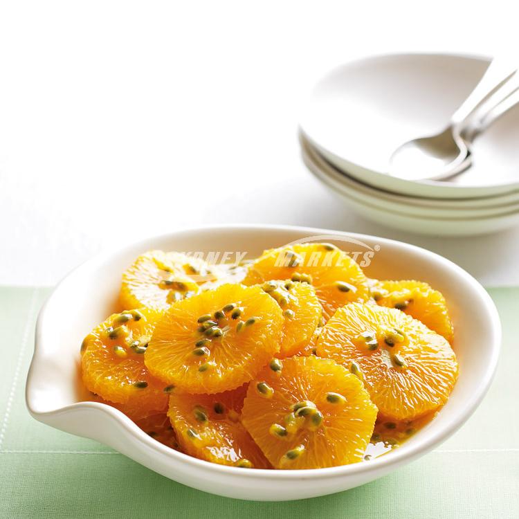 Oranges in passionfruit syrup 