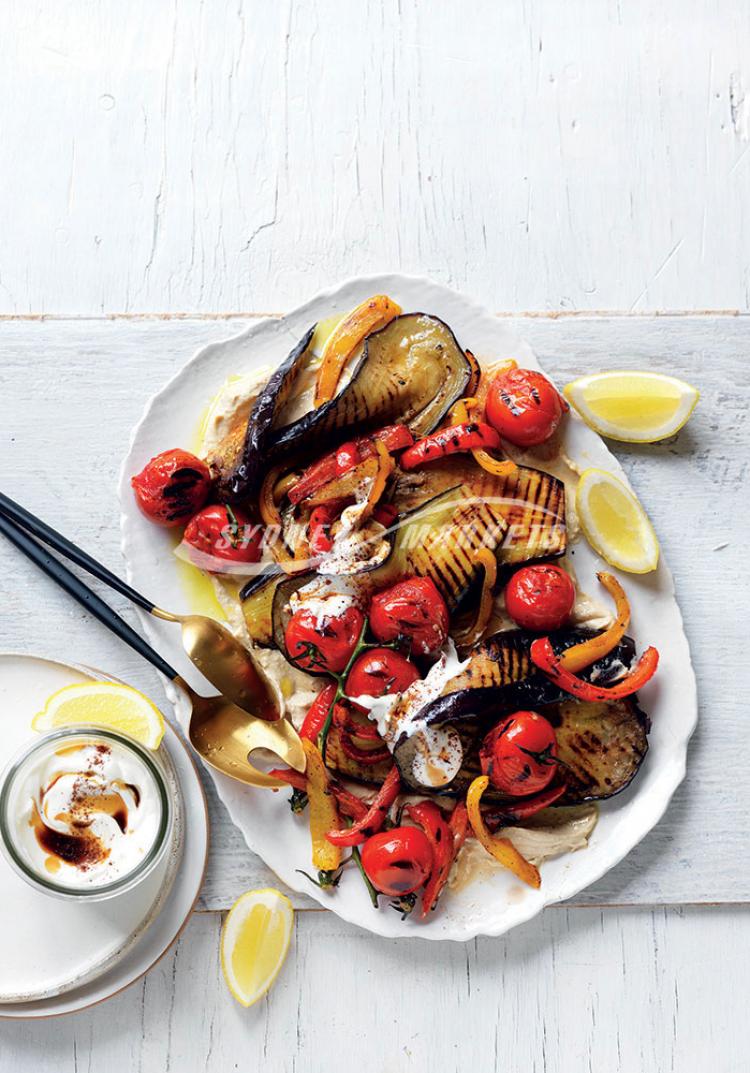 Lebanese char-grilled eggplant & tomato salad