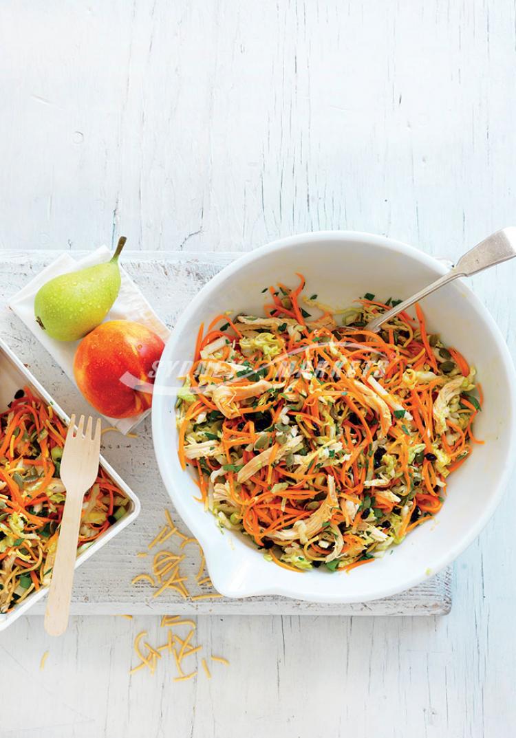 Carrot, cabbage & BBQ chicken salad