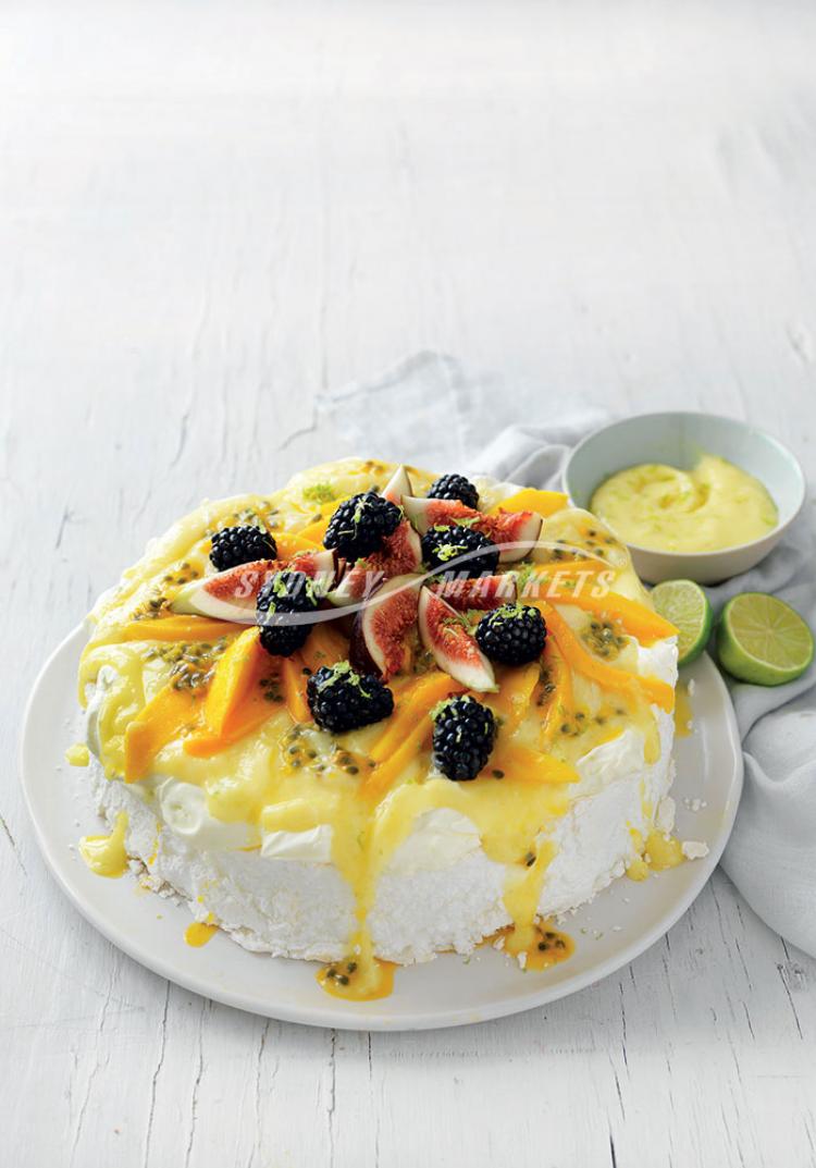 Summer fruit & lime curd pavlova