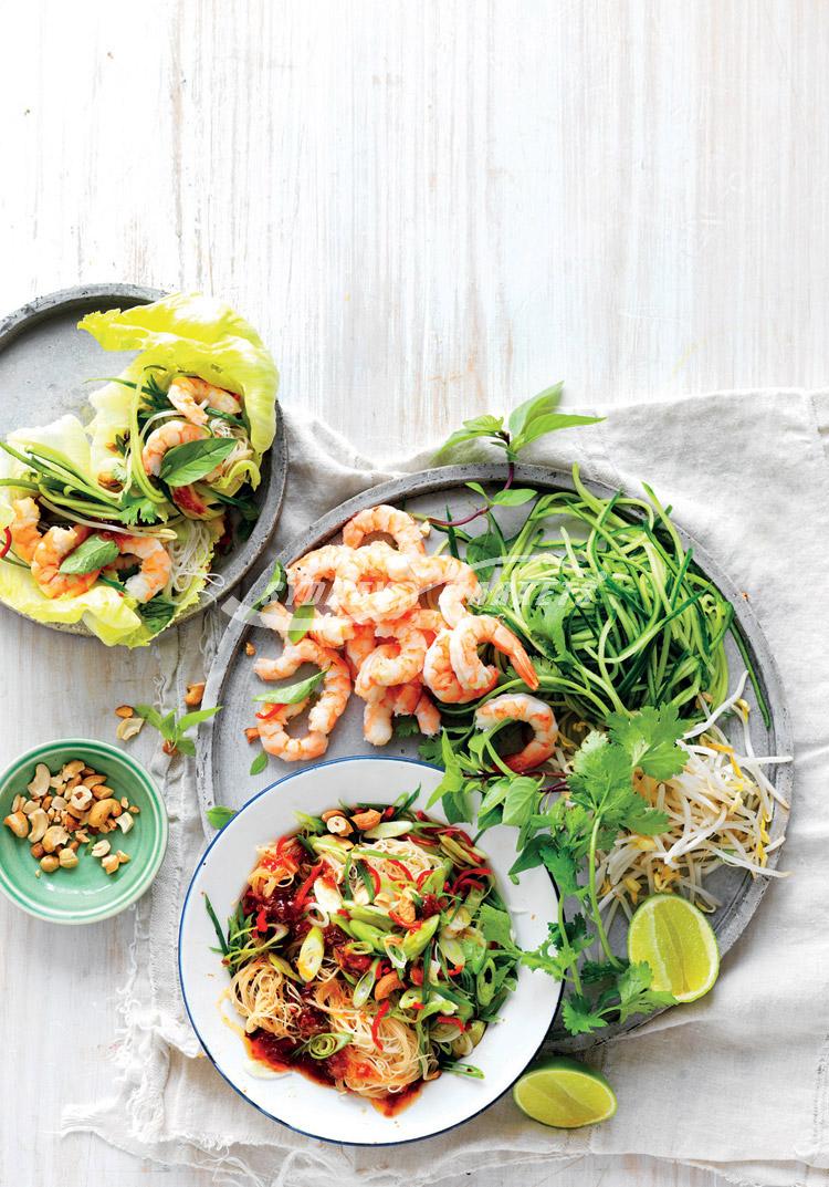 Asian cucumber, prawn & chilli noodle salad