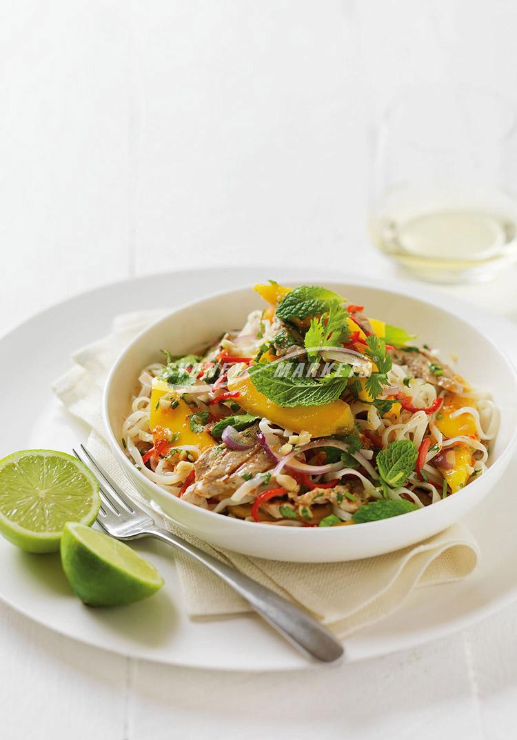 Asian mango, pork & coriander noodle salad