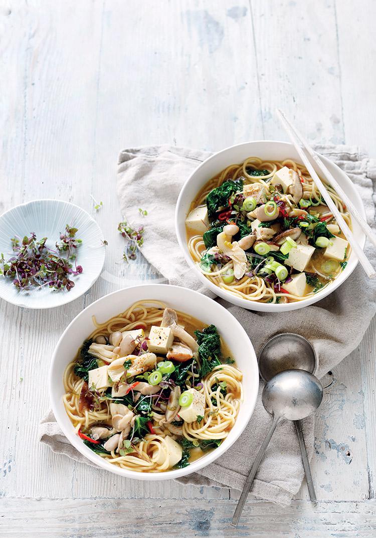 Asian mushroom, kale & tofu miso ramen