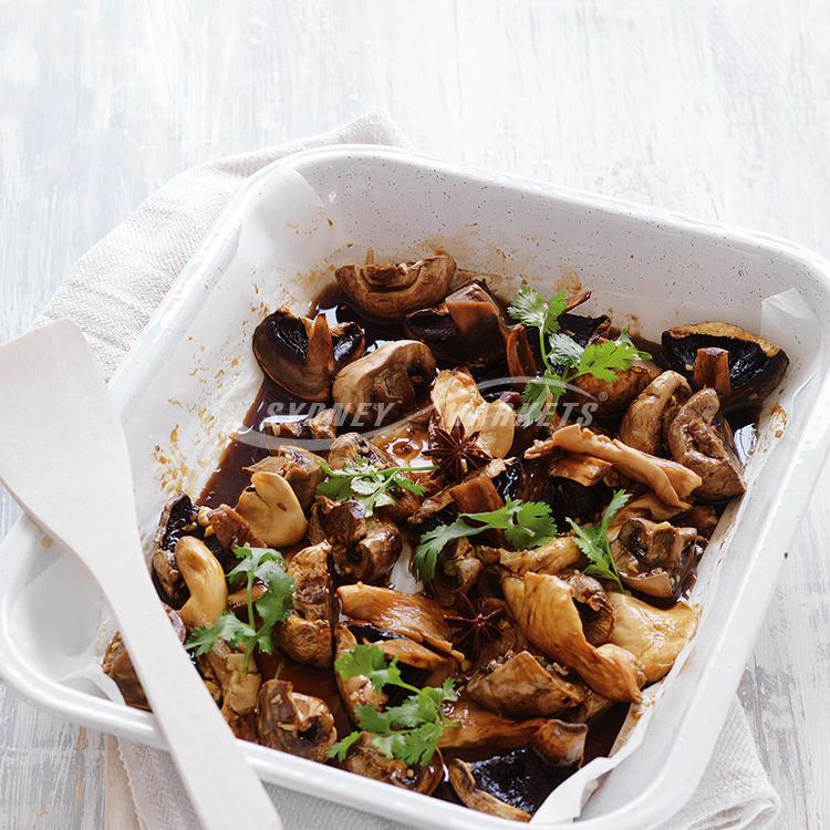 Asian-style sticky mushrooms