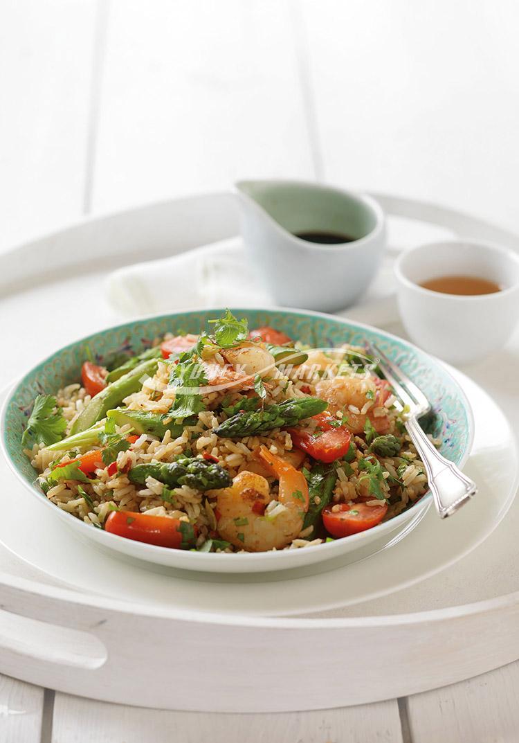 Asparagus & prawn fried rice