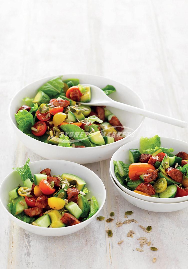 Avocado, tomato & chorizo chopped salad