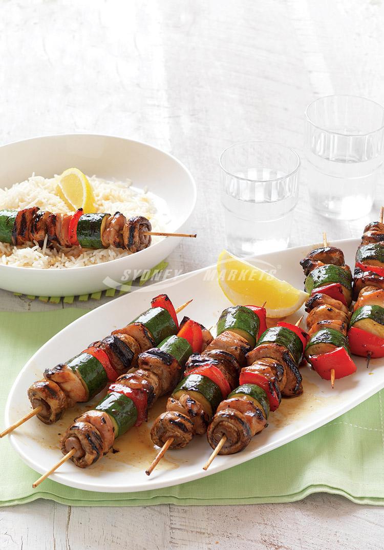 BBQ veggie & chicken kebabs