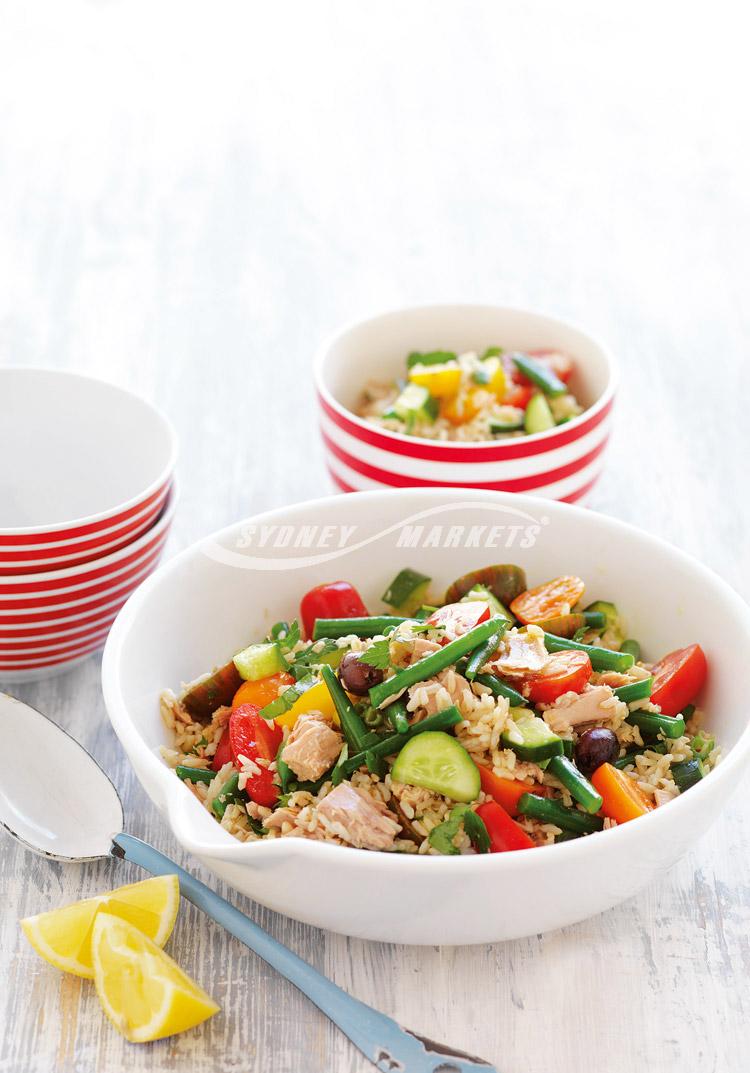 Bean, tomato & tuna rice salad