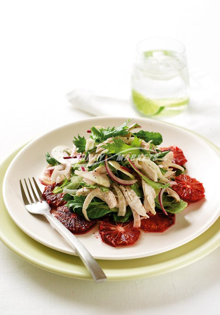 Blood orange, fennel and chicken salad
