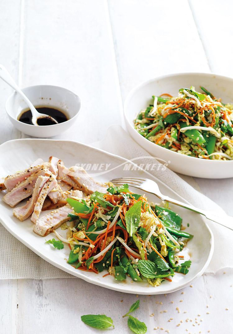 Bok choy & snow pea slaw with pork