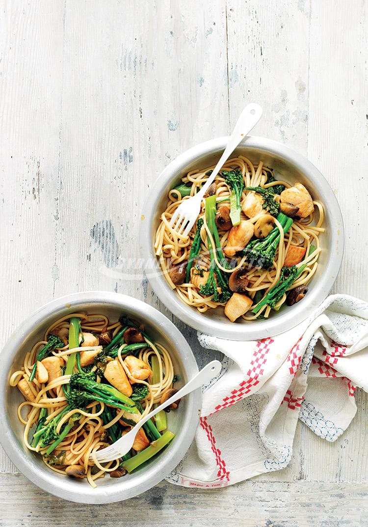 Broccolini & chicken teriyaki noodles