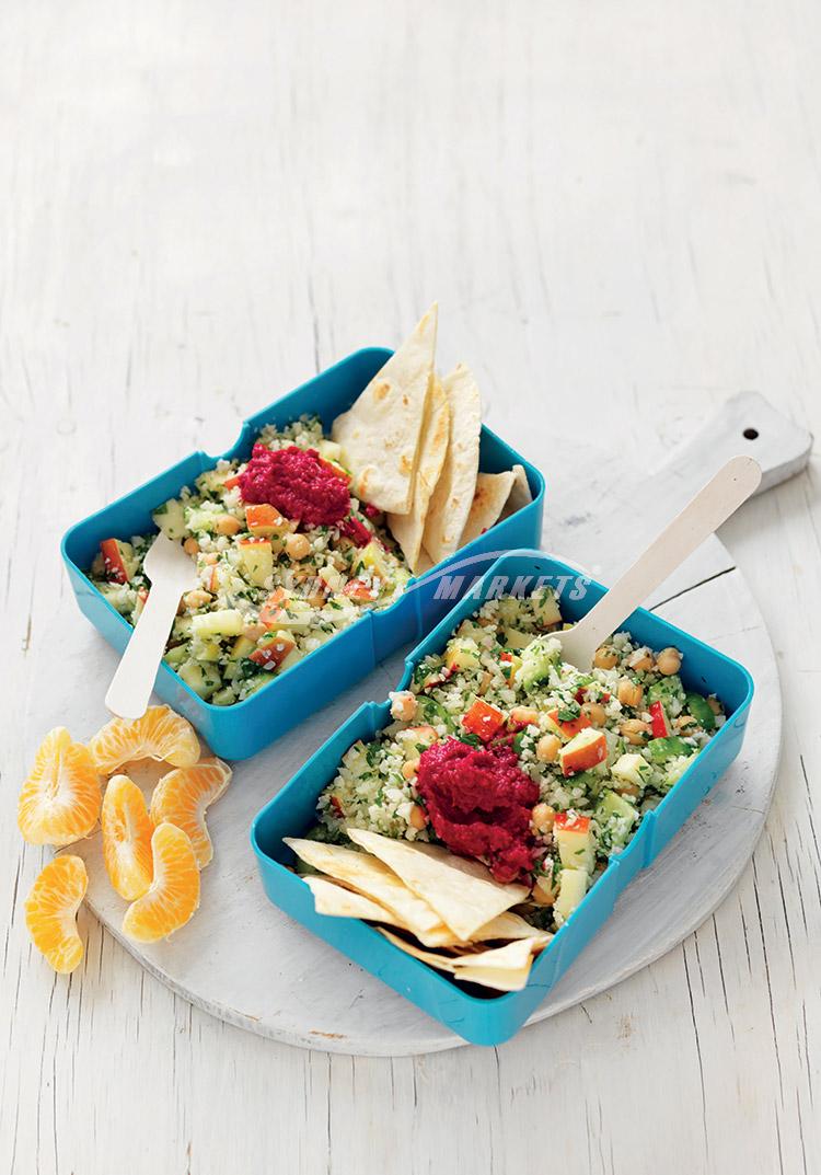 Cauliflower ‘tabouli’, chickpea and apple salad