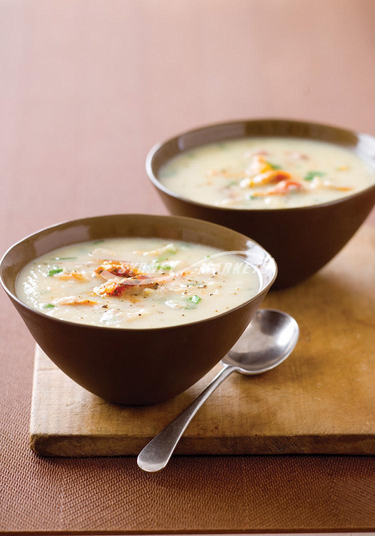 Creamy celeriac, leek & smoked fish chowder