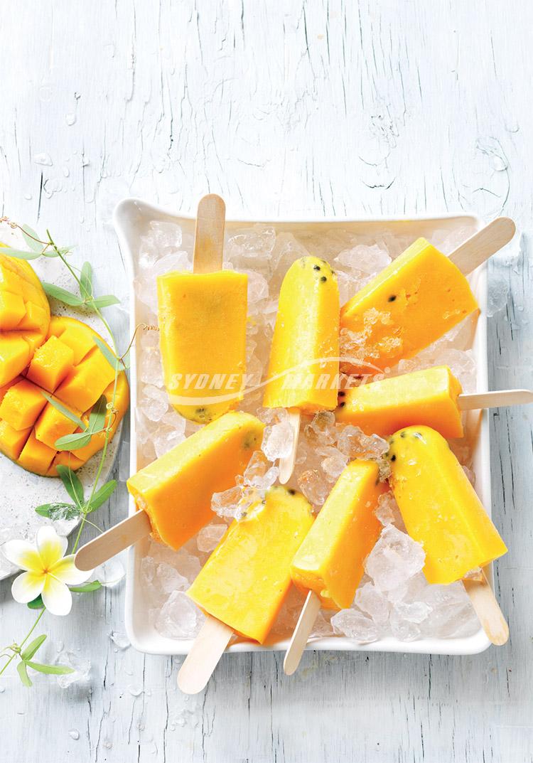 Creamy mango & passionfruit pops