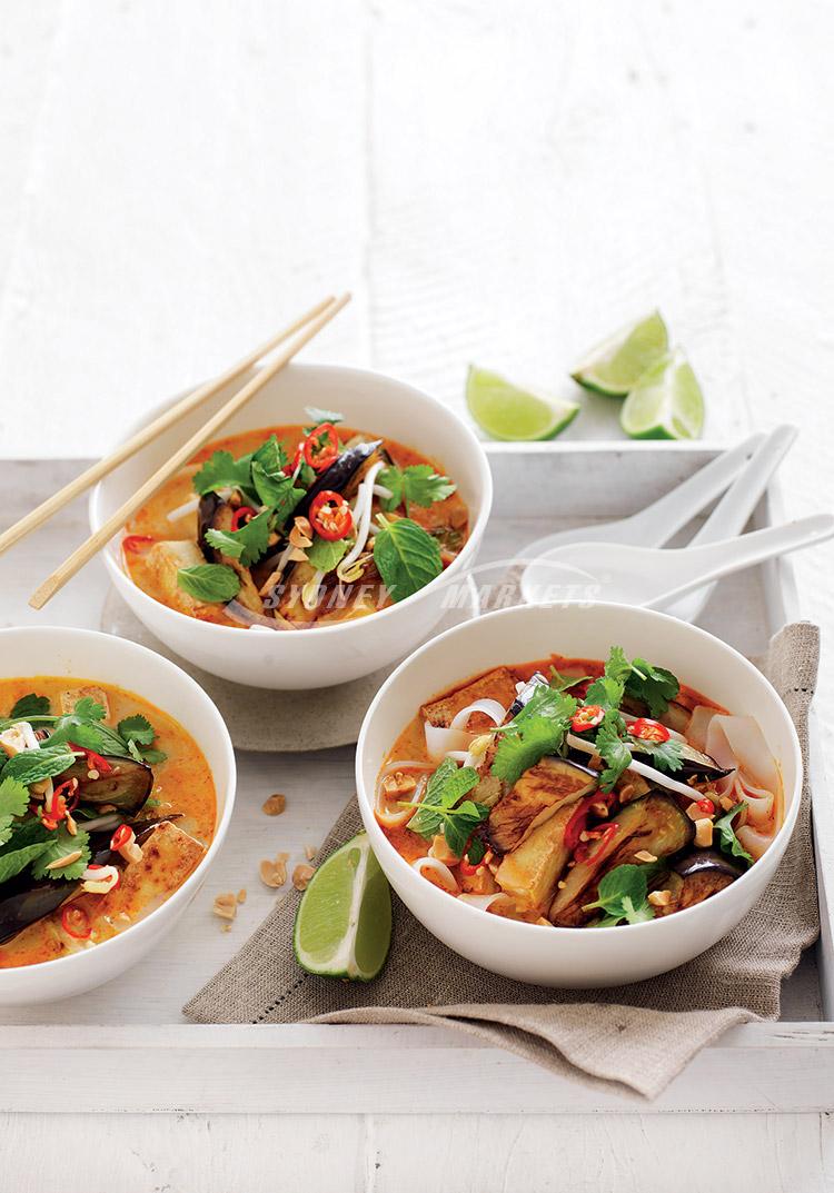 Eggplant, lime & tofu laksa