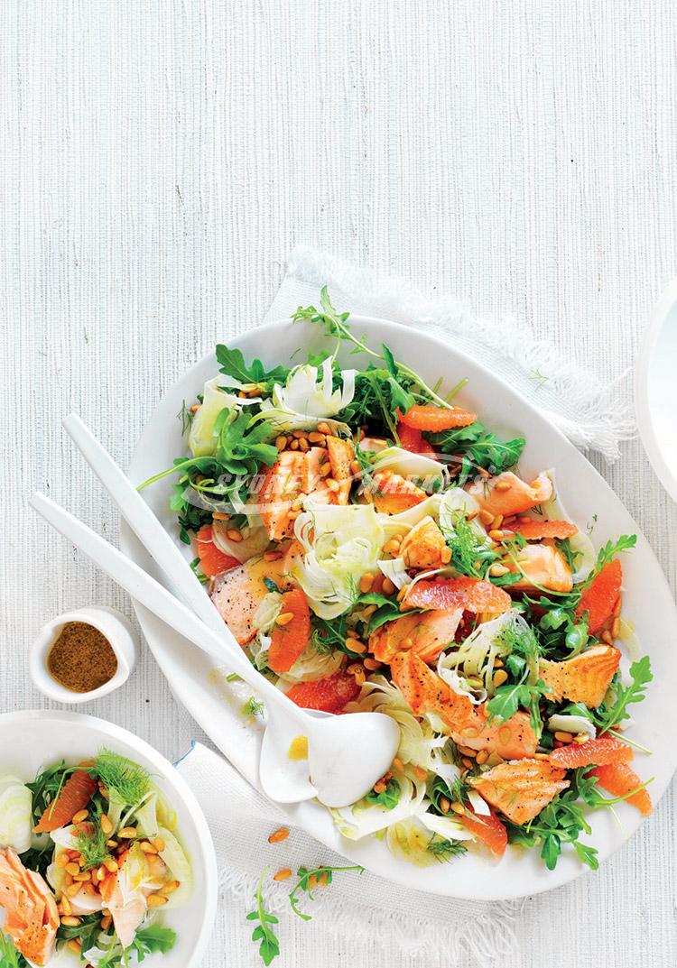 Fennel, pink grapefruit & salmon salad