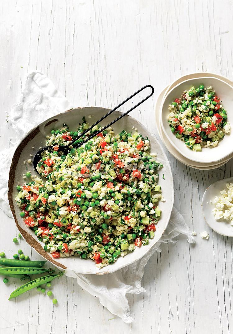 Fresh green pea, cauliflower & feta 'tabouli'