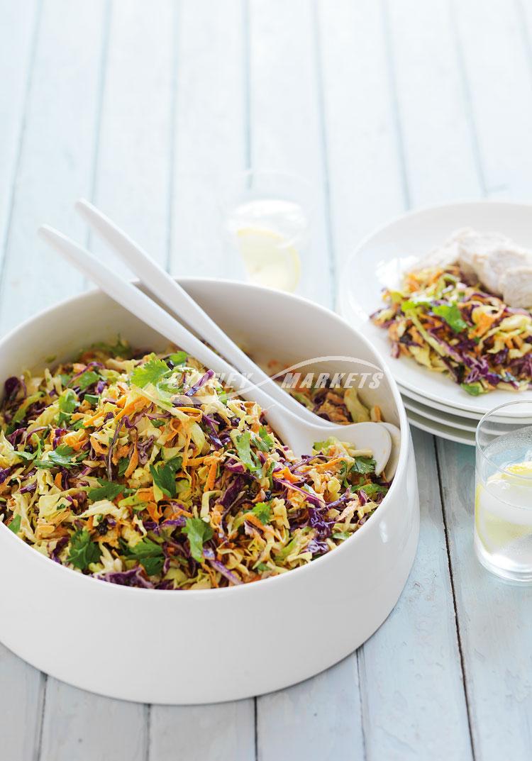 Healthy coleslaw with tahini & yoghurt dressing