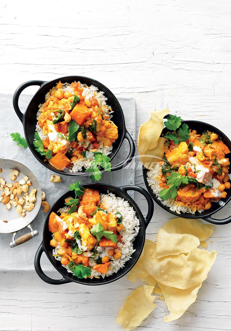 Kumara, cauliflower & cashew korma curry