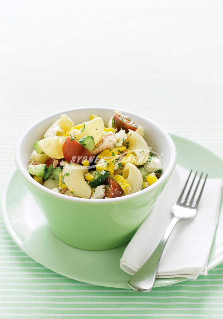 Kumato, corn & tuna pasta salad