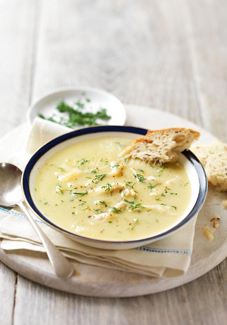 Leek, celeriac & chicken soup