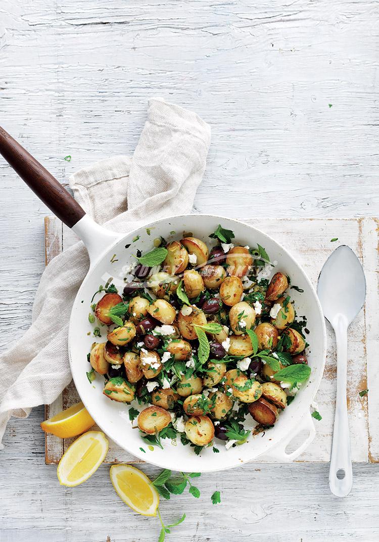 Lemon, mint & feta potatoes