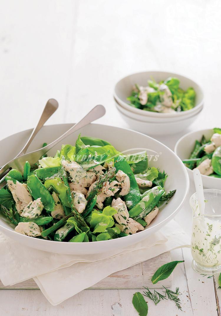 Low-fat spring greens & chicken salad