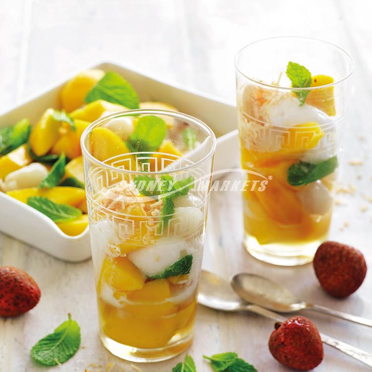 Lychees & mangoes in lime syrup