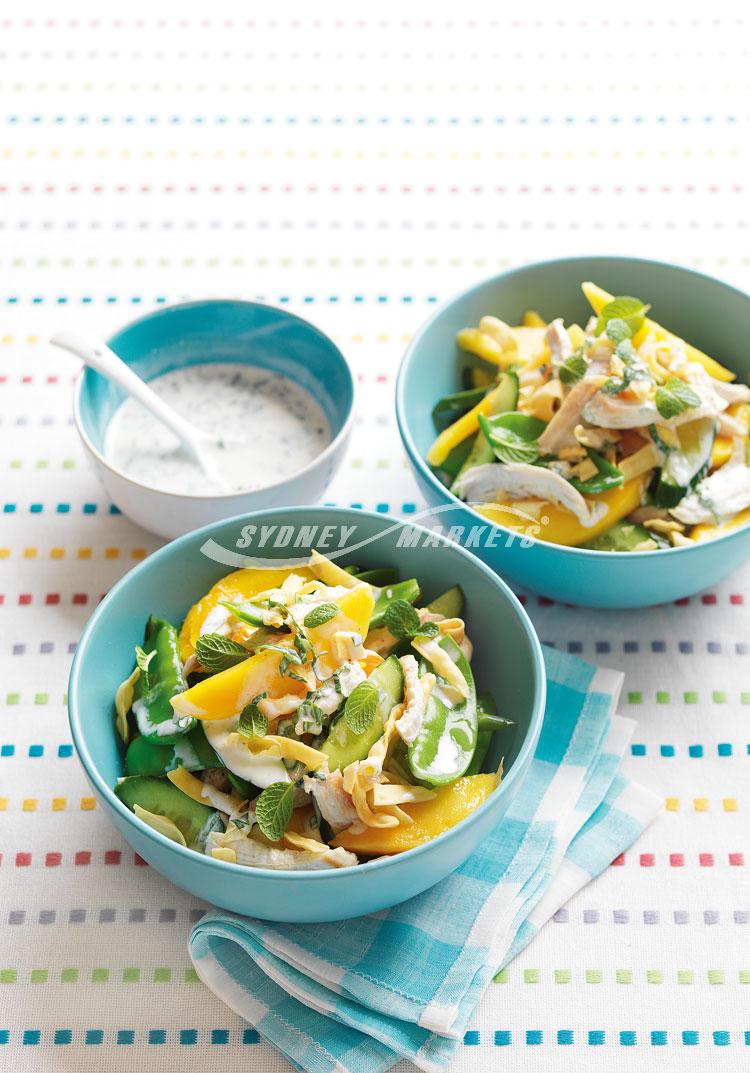 Mango & chicken salad with minted yoghurt