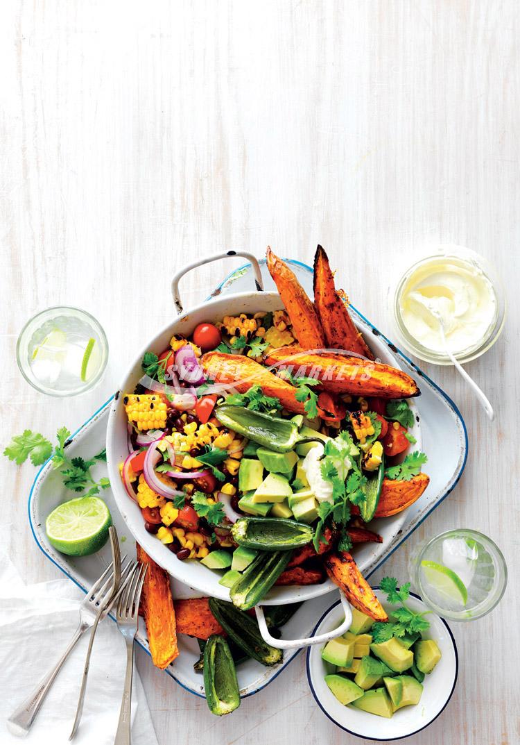 Mexican chilli, sweetcorn & kumara salad