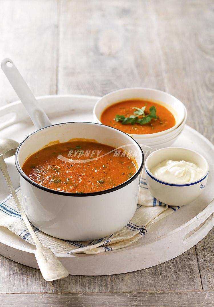 Moroccan roasted kumara & chickpea soup