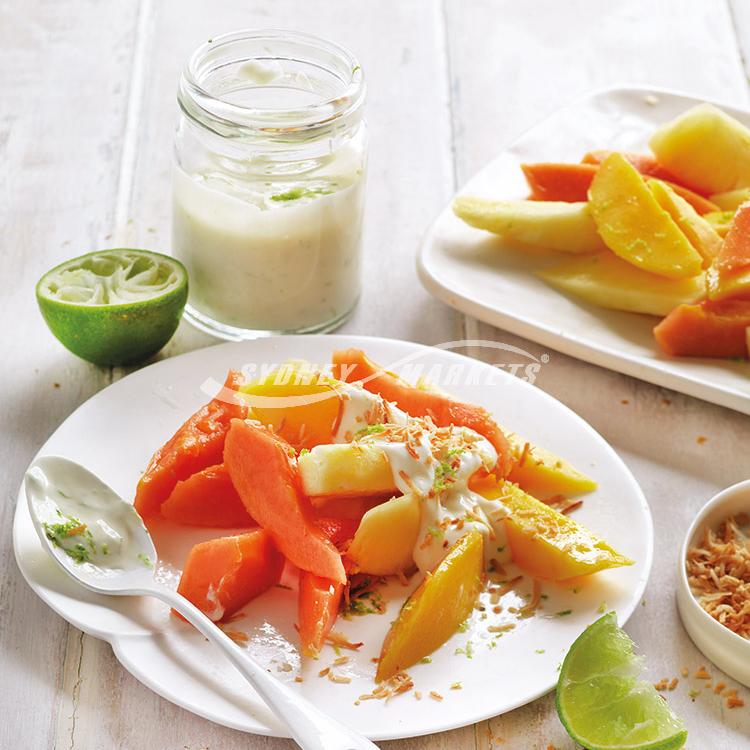 Papaya, mango & pineapple with lime yoghurt 