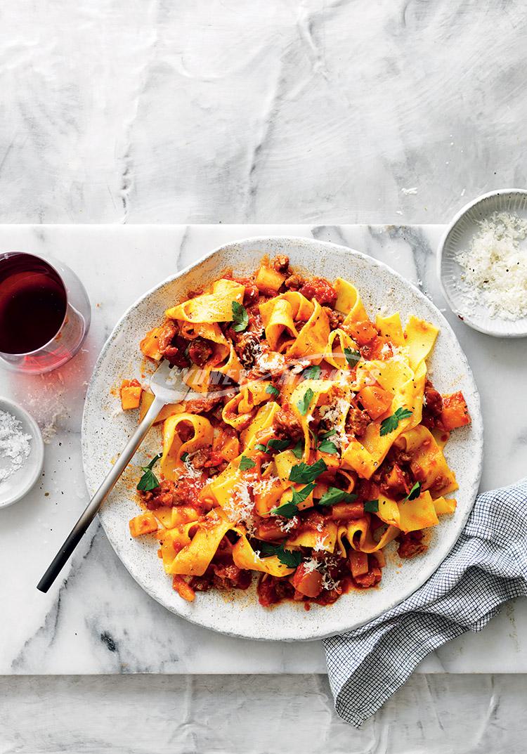 Parsnip, leek & beef ragu with pappardelle