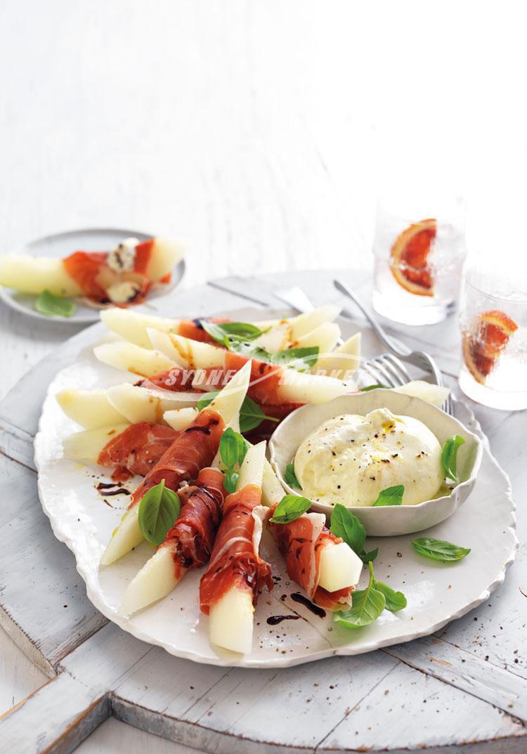 Piel de sapo melon with serrano ham & burrata