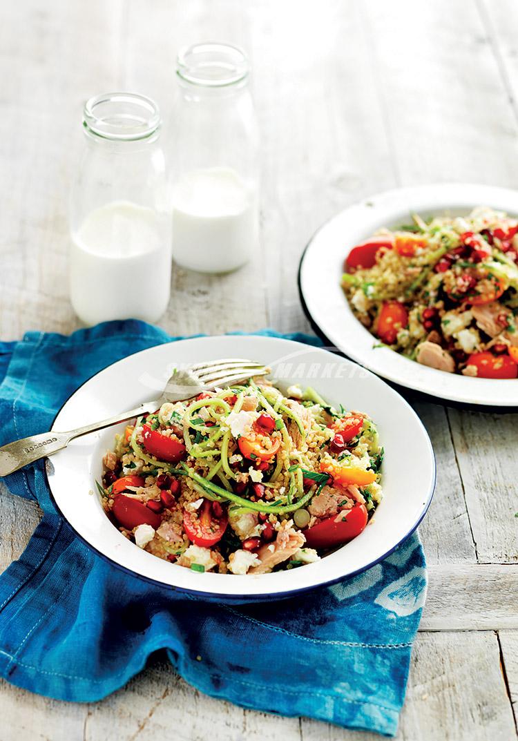 Pomegranate, tomato & tuna quinoa salad