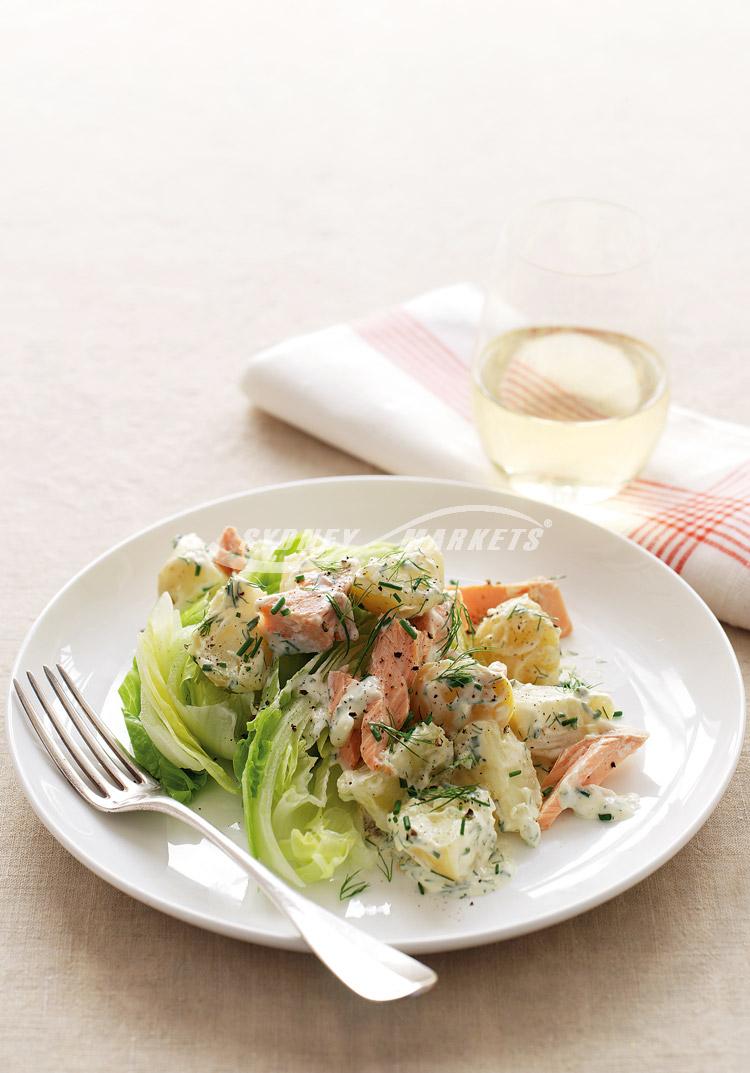Potato & salmon salad with lime & chive dressing