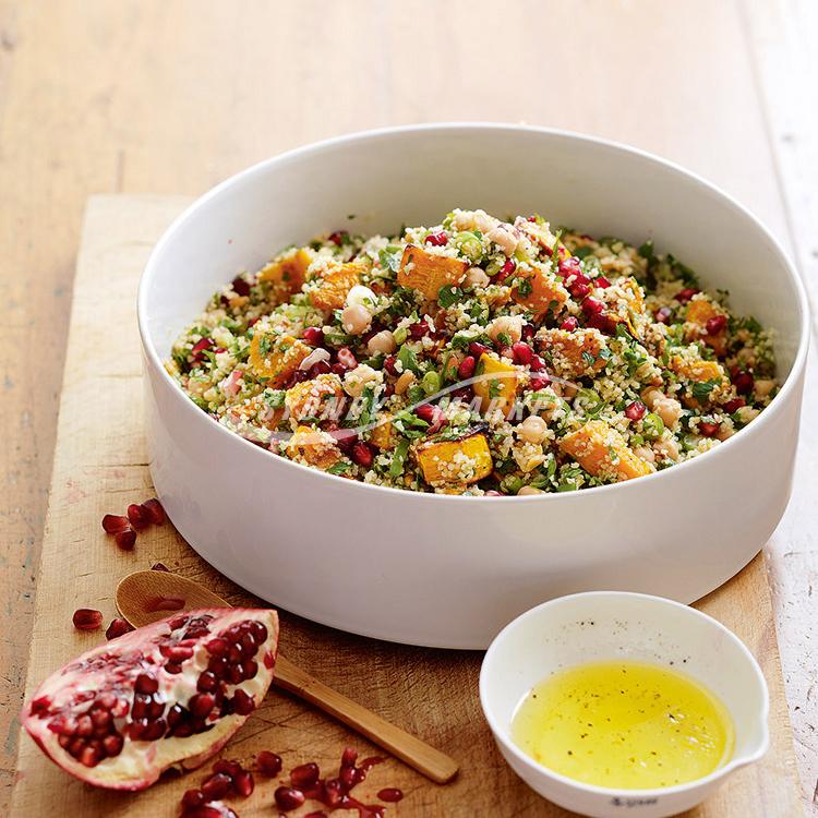 Pumpkin, pomegranate & chickpea tabouli salad