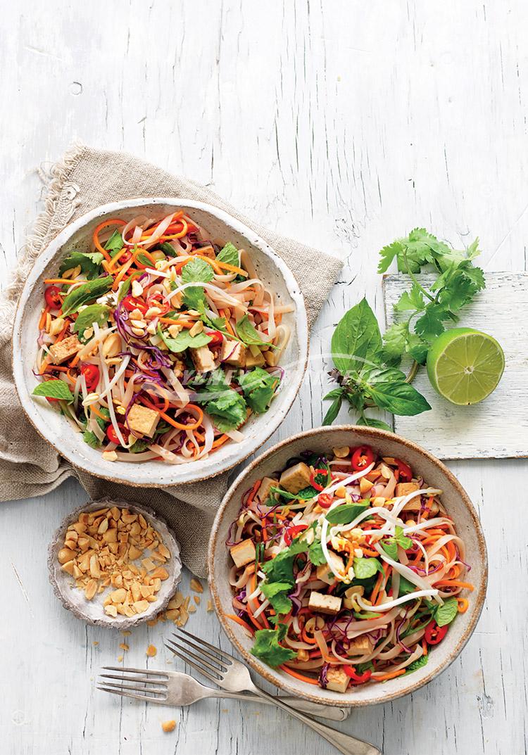 Raw veggie & tofu Pad Thai salad