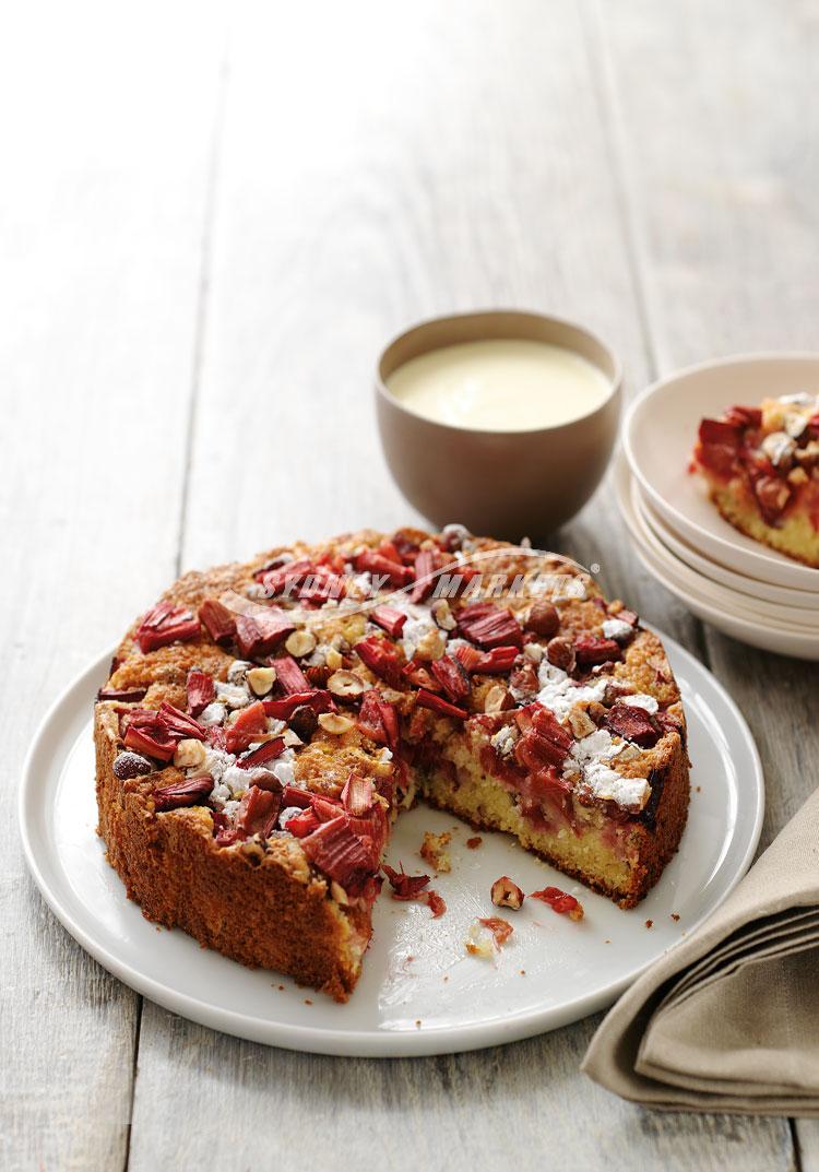 Rhubarb & hazelnut cake