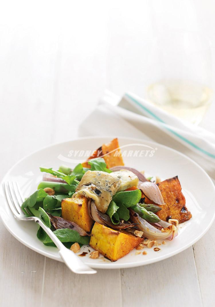 Roast pumpkin & rocket salad with blue cheese