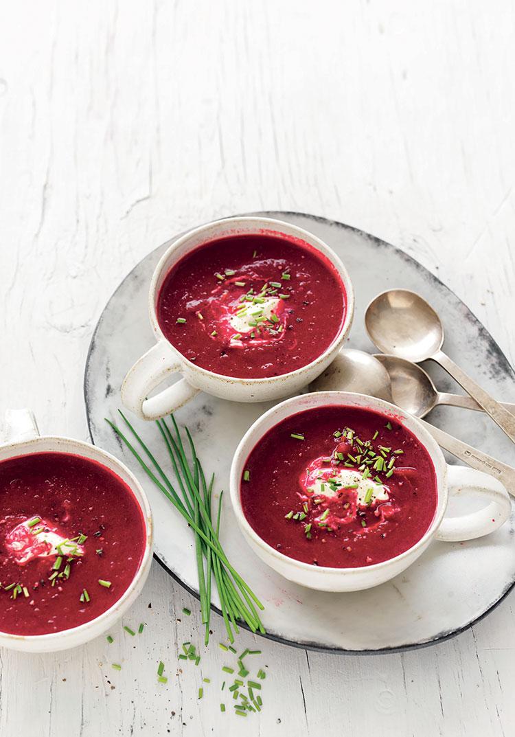 Roasted beetroot & leek soup