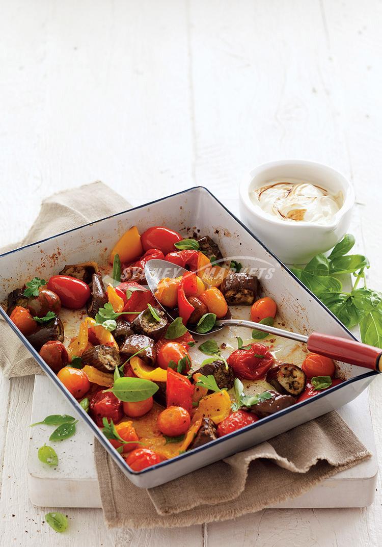 Roasted eggplant, capsicum & tomatoes