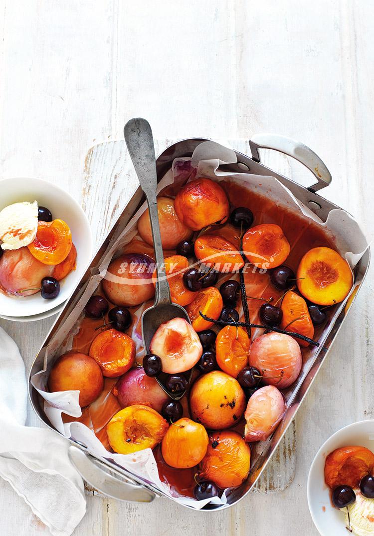 Roasted summer fruits in sweet marsala