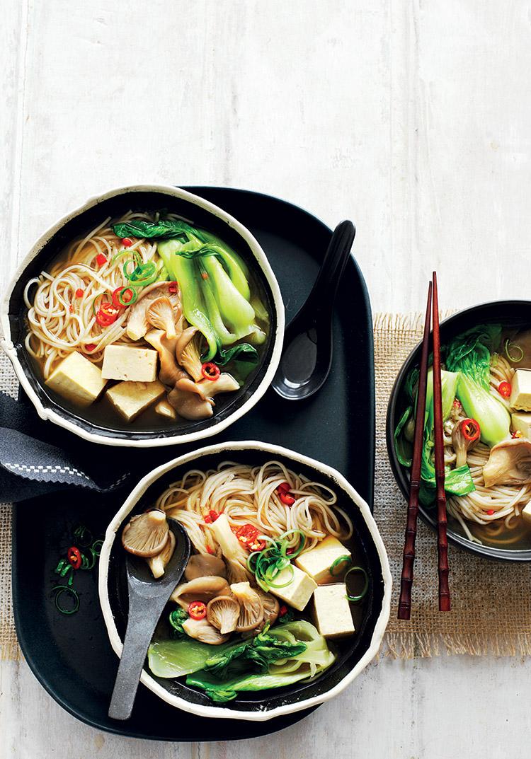 Spicy bok choy & tofu noodle soup