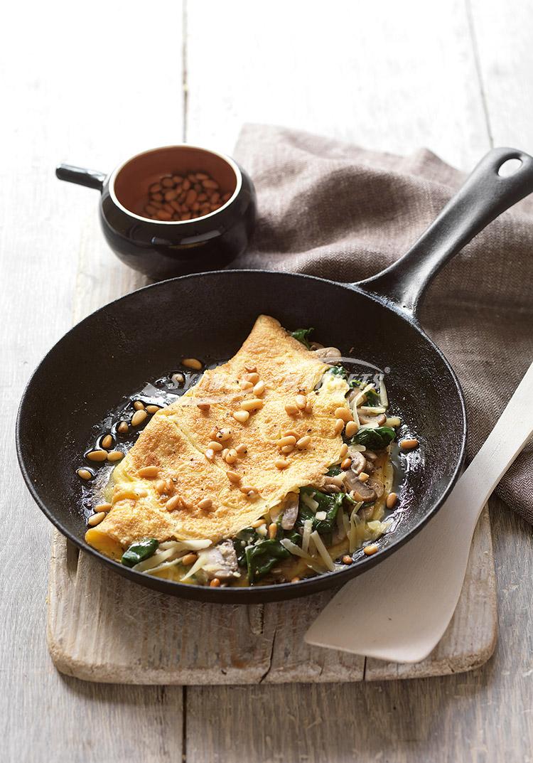 Spinach, mushroom & cheese omelettes