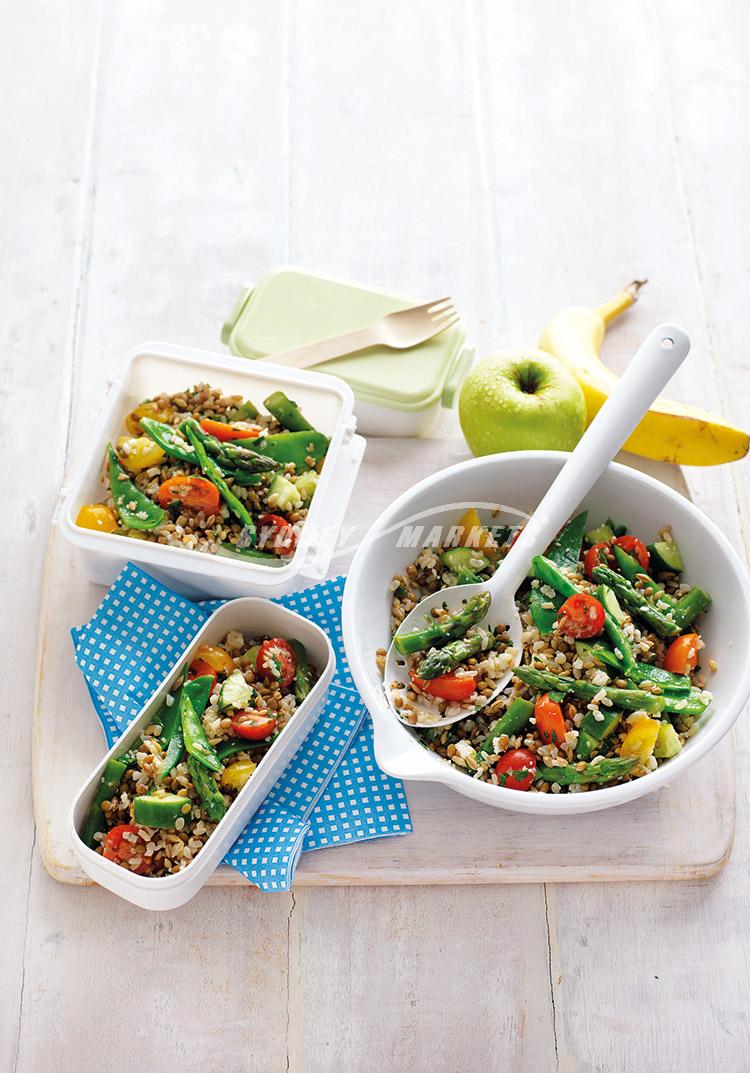 Spring veggie, lentil & rice salad